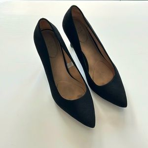 Black suede pumps